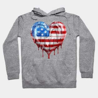 American Flag Dripping Heart #1 Hoodie